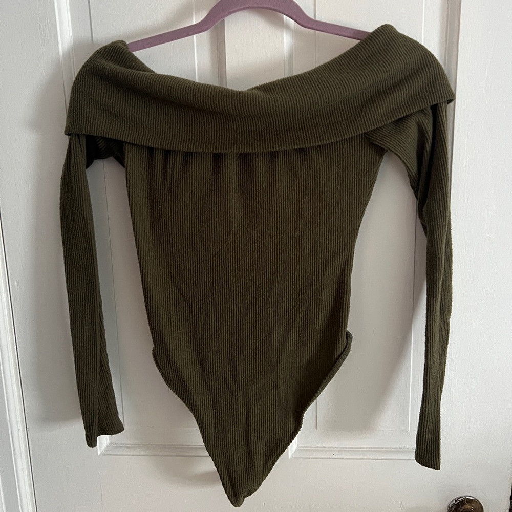 Urban Outfitters Olive Off-Shoulder Sweater